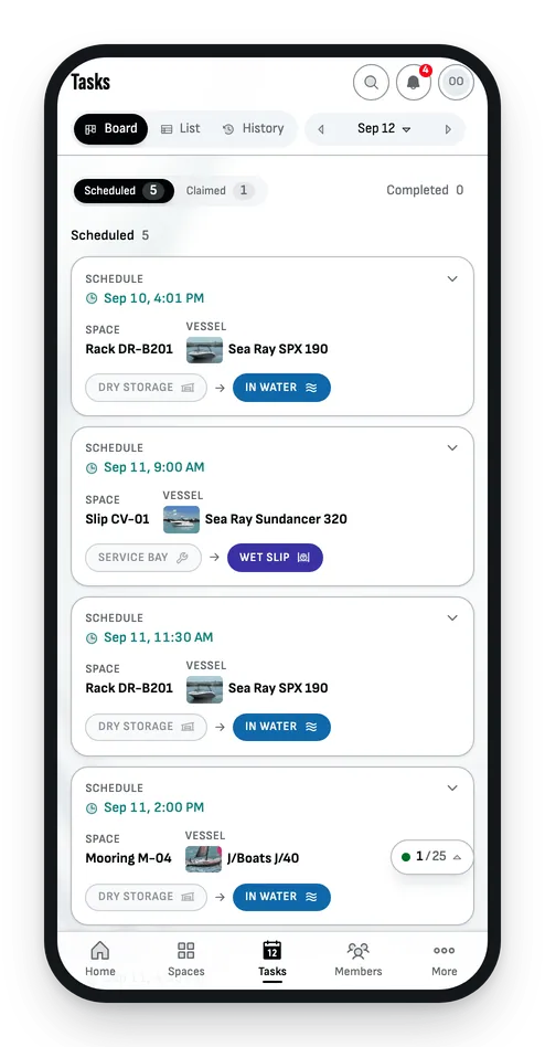 The Tasks board on a phone, showing the scheduled move.